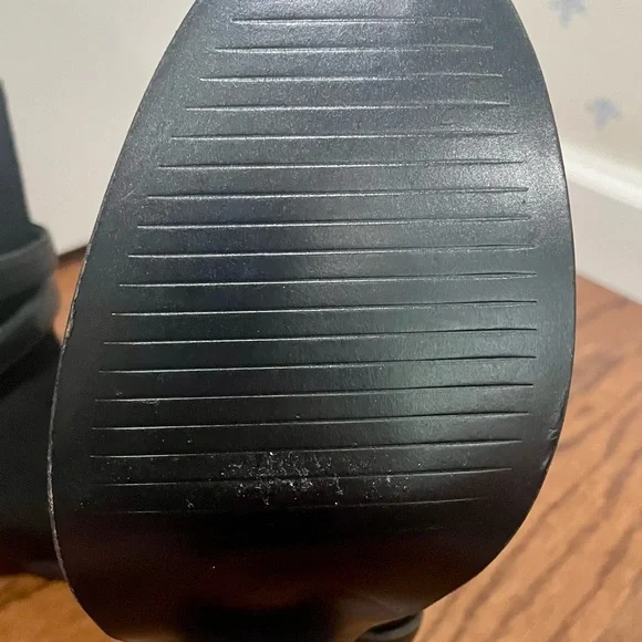 UGG Black Suede Ankle Booties with Gold-Tone Buckle Detail - Picture 3 of 5